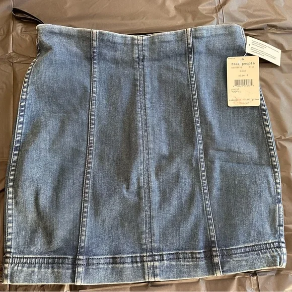 Free People Denim Modern Femme Mini Skirt - Dark Blue - Picture 3 of 11
